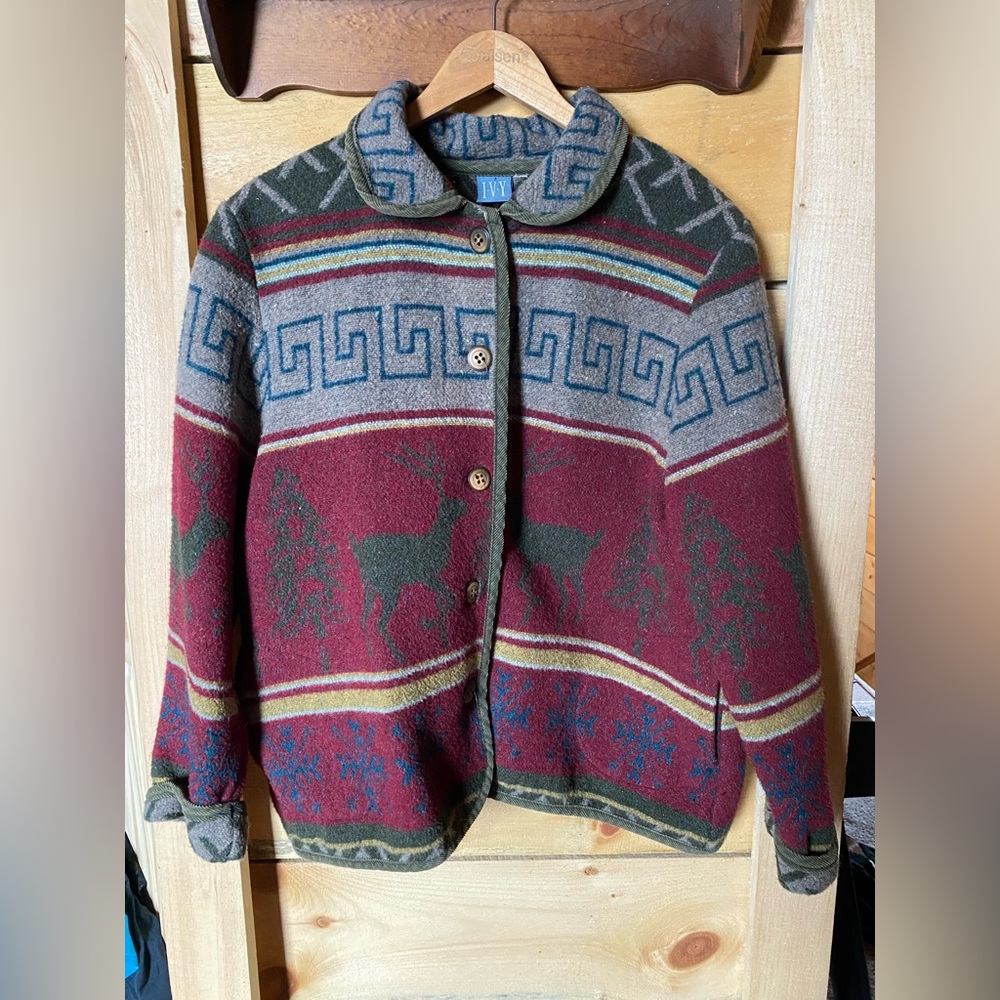 Vintage IVY Holiday blanket wool blend coat jacket size Extra large